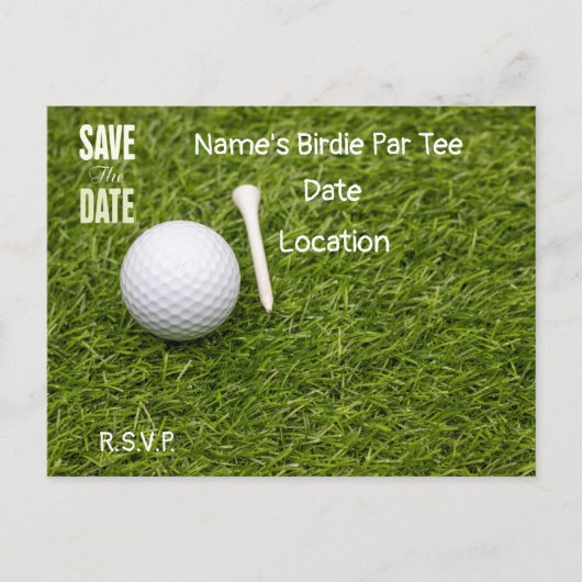 Golfbal met t-shirt op groene Save the Date Briefkaart (Voorkant)