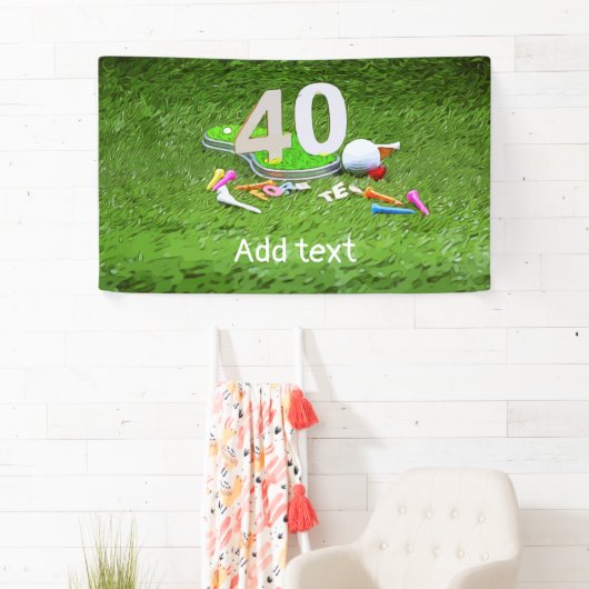 Golfbal met t-shirt voor 40e jaar spandoek (Insitu)