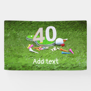 Golfbal met t-shirt voor de 40ste verjaardag spandoek