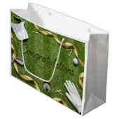 Golfbal met tekst Gefeliciteerd op groen gras Groot Cadeauzakje (Voorkant Gekanteld)