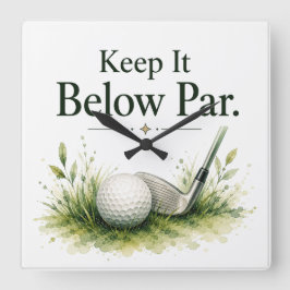 Golfbal met tekst waterverf vierkante klok