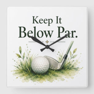 Golfbal met tekst waterverf vierkante klok