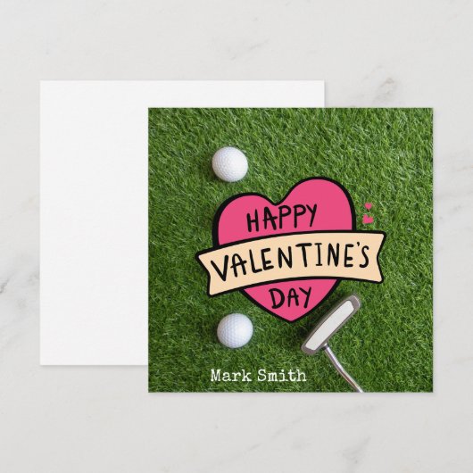 Golfbal met Valentijnsdag voor golfer Feestdagenkaart (Voorkant / Achterkant)