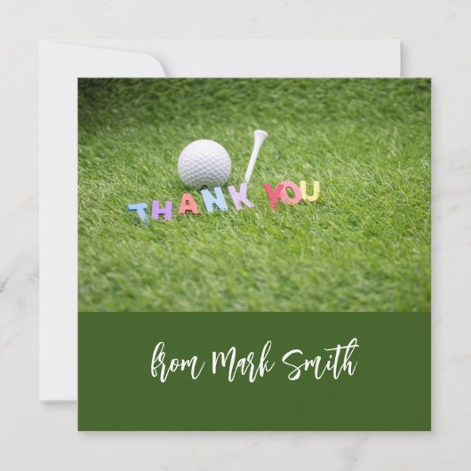 Golfbal met woord Dank u voor Golfer Bedankkaart (Voorkant)