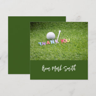Golfbal met woord Dank u voor Golfer Bedankkaart