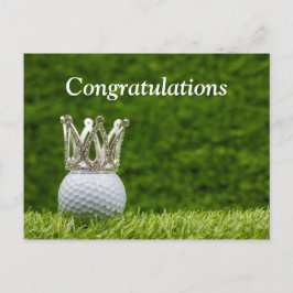 Golfbal met zilveren kroon felicitaties briefkaart