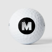 Golfbal met zwarte en witte initiaal markering golfballen (Voorkant)