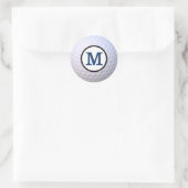 Golfbal  Monogram Blauw Ronde Sticker (Tas)