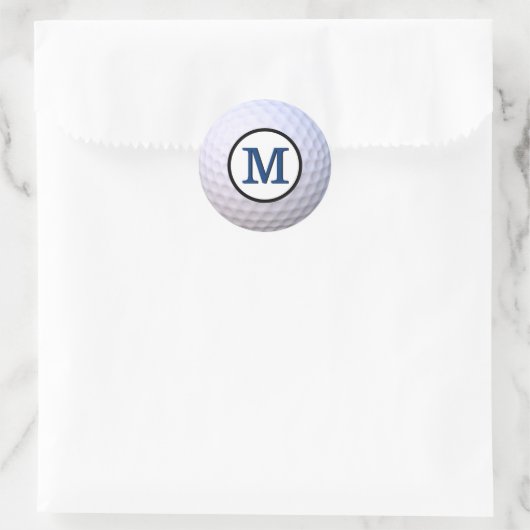 Golfbal Monogram Blauw Ronde Sticker (Tas)