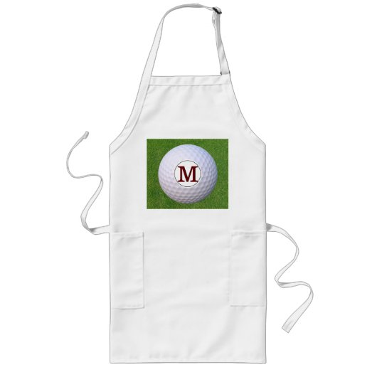Golfbal Monogram Golfer Gras BBQ Grasveld Lang Schort (Voorkant)