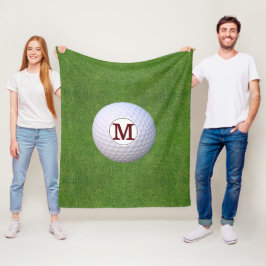 Golfbal Monogram Golfer Greens Grasveld Fleece Deken