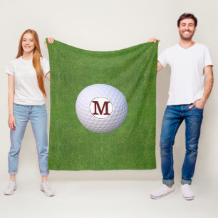 Golfbal Monogram Golfer Greens Grasveld Fleece Deken
