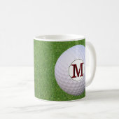 Golfbal Monogram Golfer Groen Turf Grass Koffiemok (Voorkant rechts)