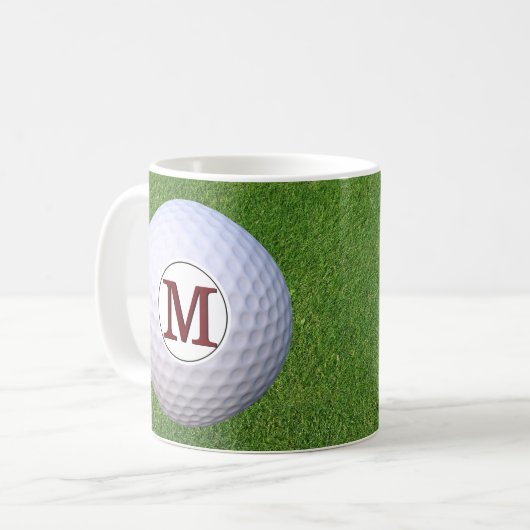 Golfbal Monogram Golfer Groen Turf Grass Koffiemok (Voorkant links)