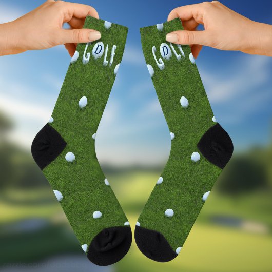 Golfbal Monogram Grappig Groen Golfen Sokken