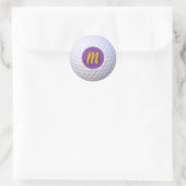 Golfbal Monogram Paarse & Goud Ronde Sticker (Tas)