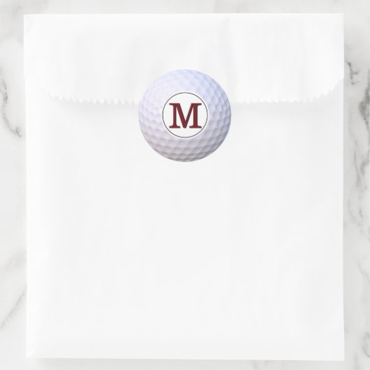 Golfbal  Monogram Ronde Sticker (Tas)