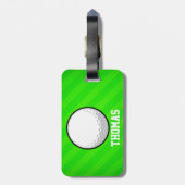 Golfbal; Neon Green Stripes Bagagelabel (Achterkant verticaal)