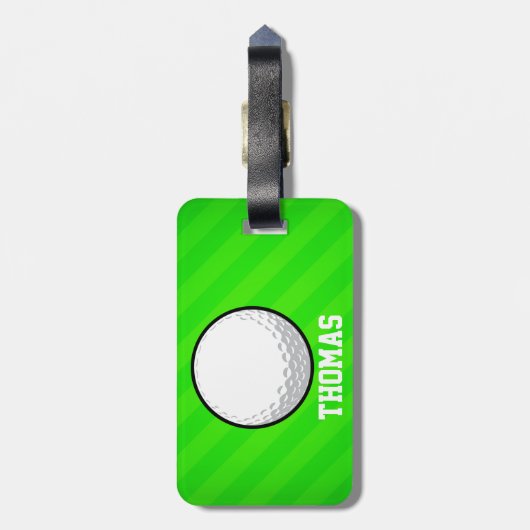 Golfbal; Neon Green Stripes Bagagelabel (Achterkant verticaal)