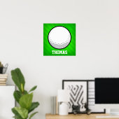 Golfbal; Neon Green Stripes Poster (Thuiskantoor)