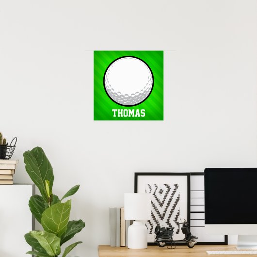Golfbal; Neon Green Stripes Poster (Thuiskantoor)