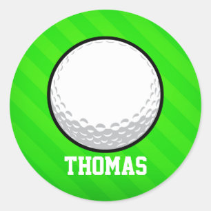 Golfbal; Neon Green Stripes Ronde Sticker