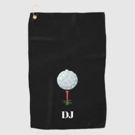 Golfbal op een T-shirt zwarte Initialen Golfhanddoek