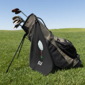 Golfbal op een T-shirt zwarte Initialen Golfhanddoek (Groen)