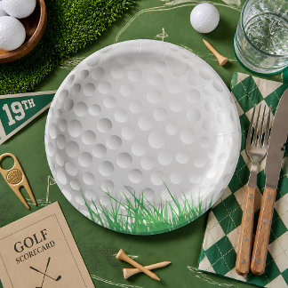 Golfbal op Gras Papieren Bordje