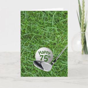 Golfbal op gras voor 75ste verjaardag kaart