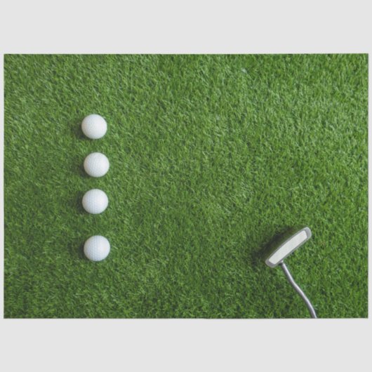 Golfbal op groen gras achtergrond tissuepapier (Voorkant)