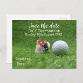 Golfbal op groen, met uitzondering van de date gol aankondigingskaart (Voorkant / Achterkant)