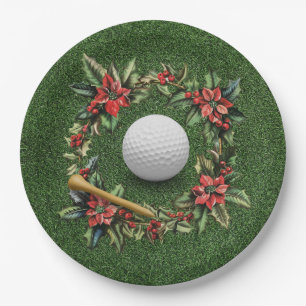 Golfbal op groen voor Kerst Golfer Papieren Bordje
