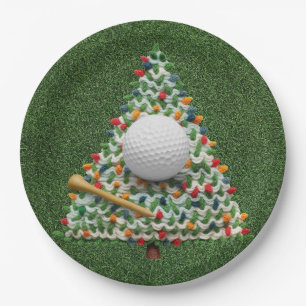 Golfbal op groen voor Kerst Golfer Papieren Bordje