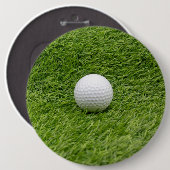 Golfbal op groene golfbal ronde button 6,0 cm (Voorkant /achterkant)