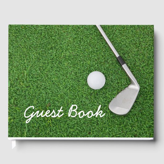 Golfbal op groene gras golfer gastenboek (Voorkant)