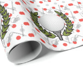 Golfbal op polka dot voor golfer kerst cadeaupapier (Rol Hoek)
