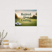 Golfbal op putting green voor golfer pensionering poster (Keuken)