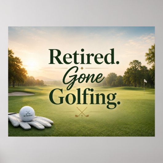 Golfbal op putting green voor golfer pensionering poster (Voorkant)