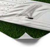 Golfbal op putting green voor golfer  poster (Hoek)