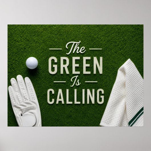 Golfbal op putting green voor golfer  poster (Voorkant)