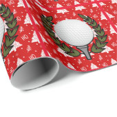 Golfbal op rode kerstboom cadeaupapier (Rol Hoek)