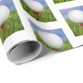 golfbal op rood t-shirt cadeaupapier (Rol Hoek)