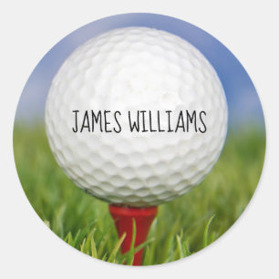 golfbal op rood t-shirt ronde sticker