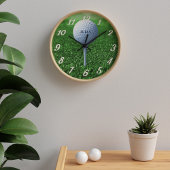 Golfbal op T-shirt Green Monogrammed Golfer Clock Ronde Klok
