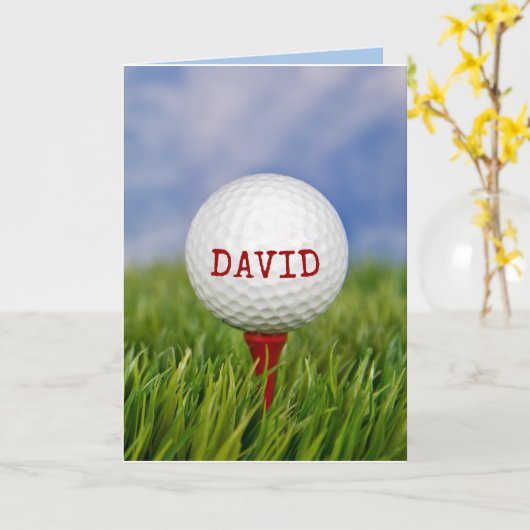 Golfbal op T-shirt met naam Kaart (Gele Bloem)