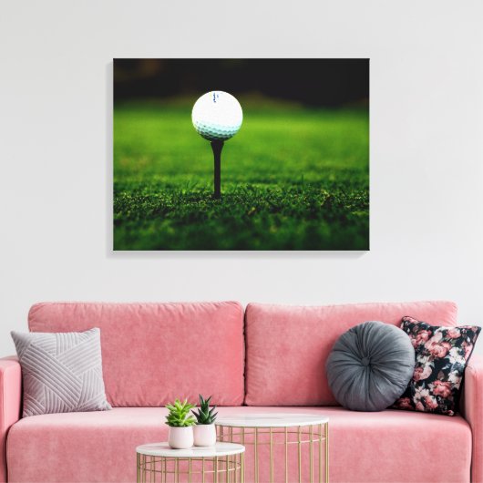 Golfbal op T-shirt, Rich Green Turf Canvas Print (Insitu (Woonkamer))