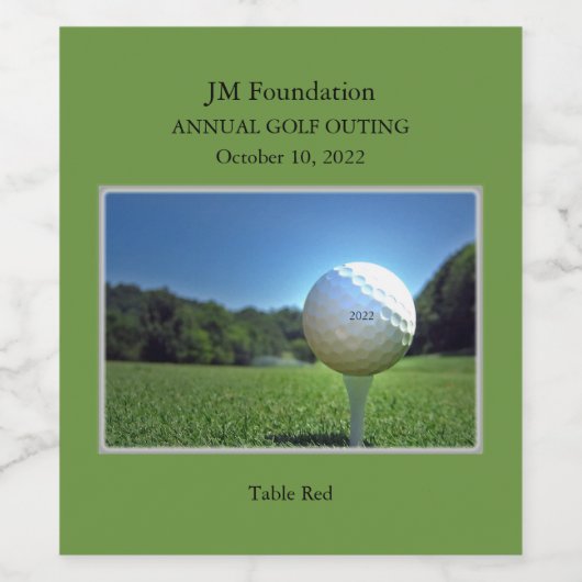 Golfbal op T-shirt Schilderachtig Wijn Etiket (Enkel label)