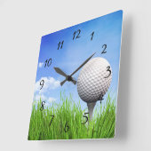 Golfbal op t-shirt vierkante klok (Hoek)