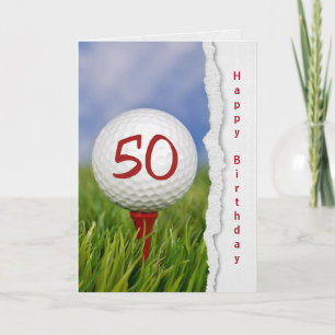 Golfbal op t-shirt voor 50ste verjaardag kaart